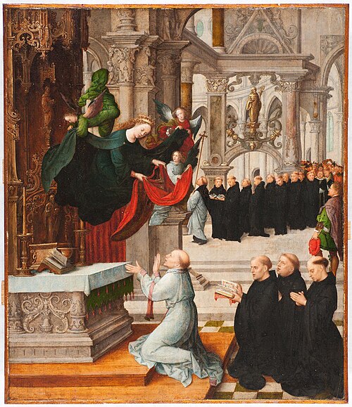 Apparition de la Sainte Vierge a S. Ildephonse, 1500, Adriaen Isenbrant