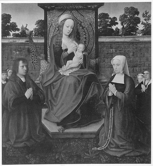 La Sainte Vierge avec l'Enfant Jésus, le donateur et sa famille, 1530, Adriaen Isenbrant
