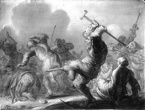 "Noot maeckt blood", Prügelei zwischen Krüppeln, 1633, Adriaen Pietersz van de Venne