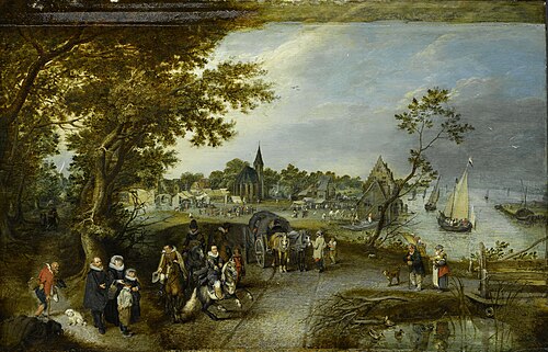 Landscape with figures and a village kermis, 1615, Adriaen Pietersz van de Venne