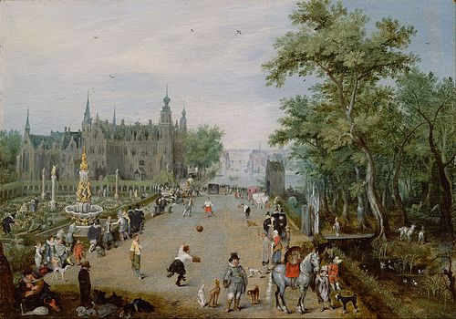 A Jeu de Paume Before a Country Palace, 1614, Adriaen Pietersz van de Venne