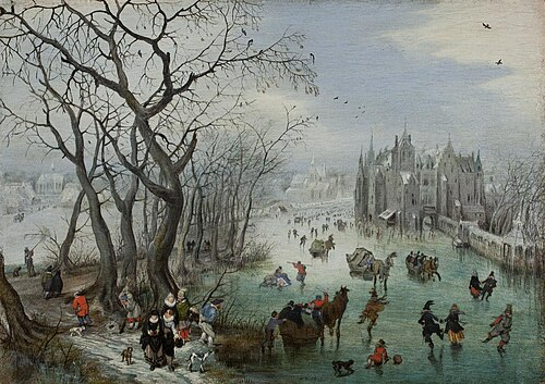 Winter Landscape with Skaters near a Castle, 1615, Adriaen Pietersz van de Venne