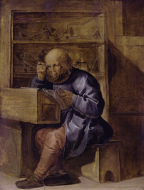 Le correcteur Cornelius Kiliaan au travail, 1625, Adriaen Pietersz van de Venne