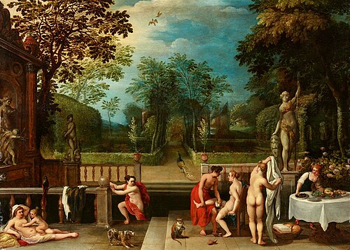 Bathing Nymphs in a Park Landscape, , Adriaen van Stalbemt