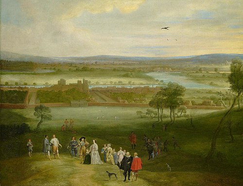 A View of Greenwich. KING CHARLES I OF ENGLAND AND HIS FAMILY, 1632, Adriaen van Stalbemt