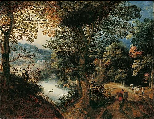 Forest landscape with farmers, 1650, Adriaen van Stalbemt