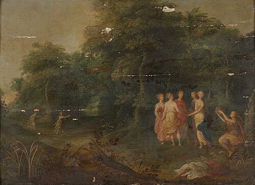 A Wooded Landscape with Nymphs Dancing, 1600, Adriaen van Stalbemt