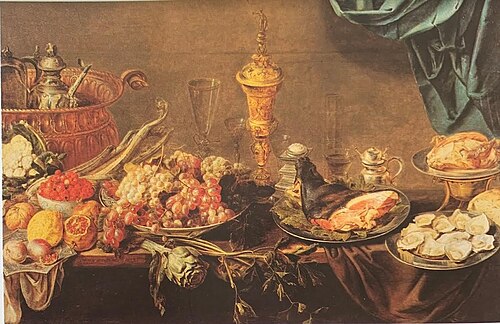 Sumptuous still life, 1639, Adriaen van Utrecht
