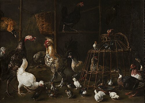 A barn interior with a turkey, 1645, Adriaen van Utrecht