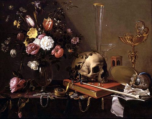 Vanitas - Still Life with Bouquet and Skull, 1642, Adriaen van Utrecht
