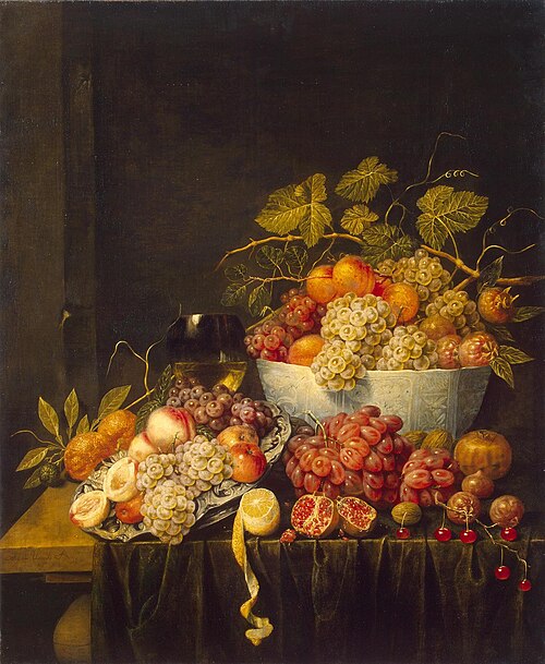 Still Life with Grapes, 1640, Adriaen van Utrecht