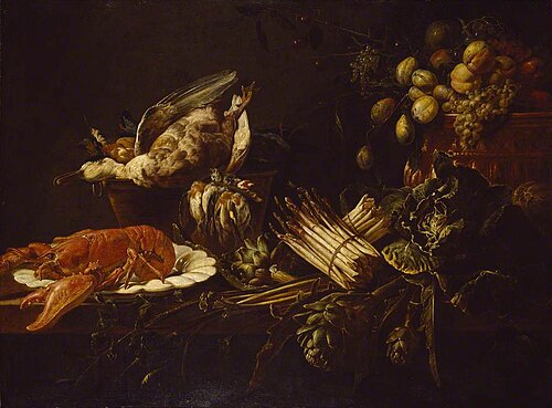 Still Life of a Lobster, Vegetables, Fruit, and Game, 1645, Adriaen van Utrecht