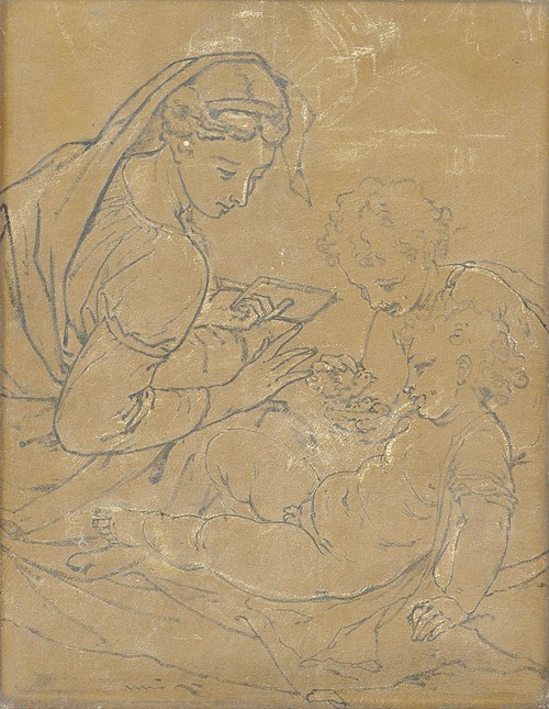 Virgin and Child with Saint John (chalk sketch), 1711, Adriaen van der Werff