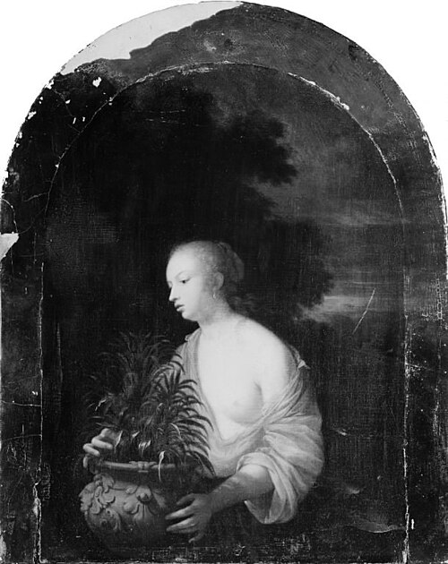 A Young Girl with a Vase of Flowers, 1698, Adriaen van der Werff