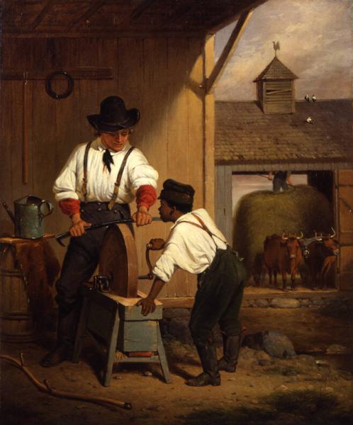 Grinding the Scythe, 1856, Francis William Edmonds