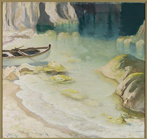 Boat at rocky coast, 1924, Kazimierz Stabrowski