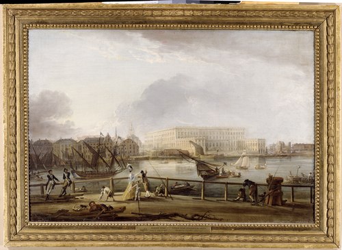 View of Stockholm Palace from the Skeppsholm Bridge, 1780, Elias Martin