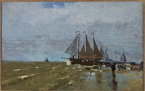 Bomschuit op het strand te Katwijk., 1890, Jan Toorop