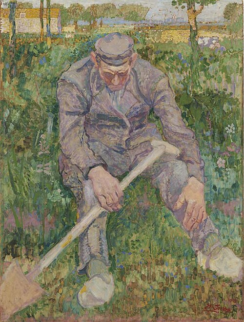 Rustende boer met spade, 1909, Jan Toorop