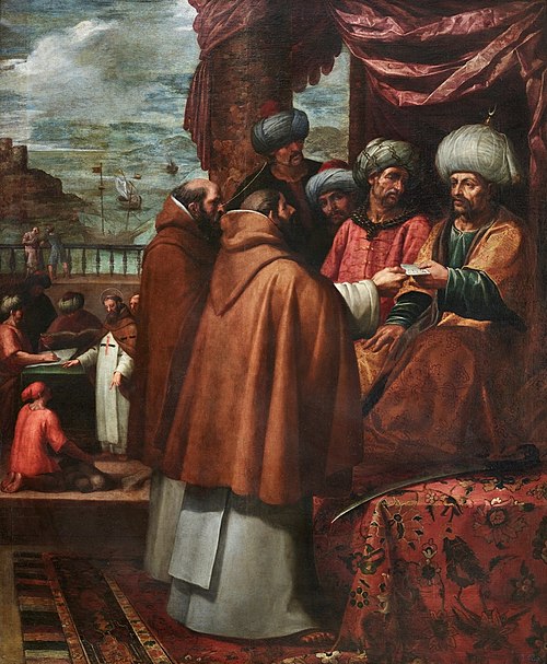 San Juan de Mata entrega las cartas del Papa al rey de Marruecos en la primera redención, 1634, Vincenzo Carducci