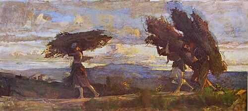 Boscaiole with fagots, 1881, Cristiano Banti