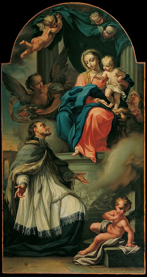Der heilige Johannes von Nepomuk empfängt von Maria den Sternenkranz, 1757, Cristoforo Unterperger