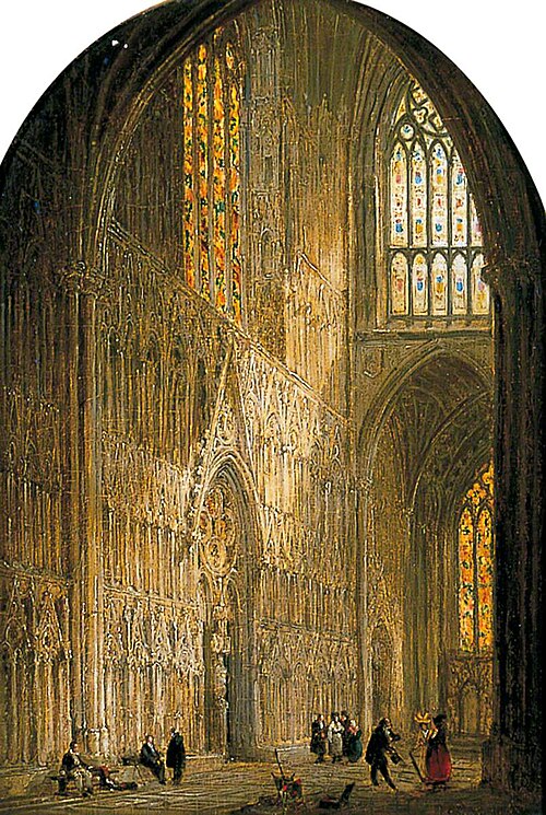 Interior of York Minster, 1827, David Roberts