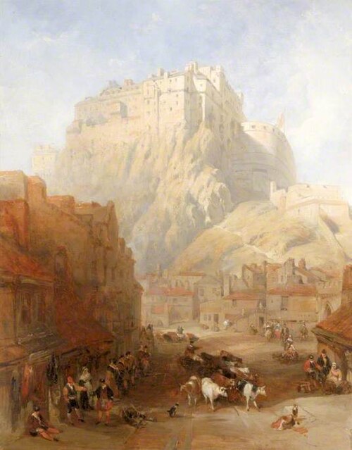 Edinburgh Castle from the Grassmarket, 1837, David Roberts