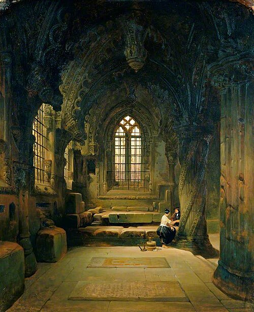 Entrance to the Crypt, Roslin Chapel, 1843, David Roberts