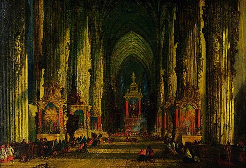 Interior of St Stephen's Church, Vienna, 1859, David Roberts