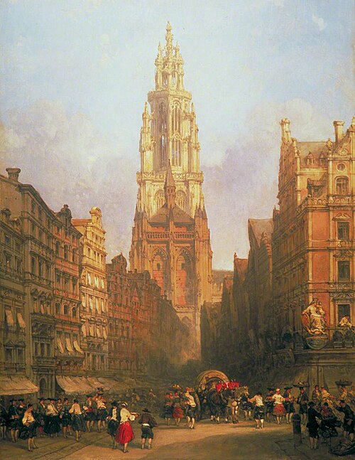 Antwerp Cathedral, Belgium, 1860, David Roberts