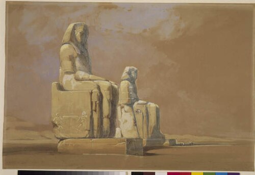 Colossi, Thebes, Egypt, 1838, David Roberts