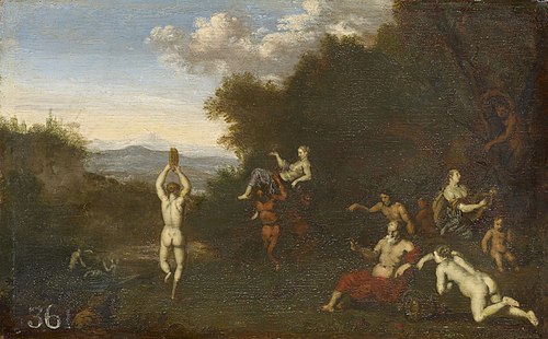 Nymphs and Satyrs in a Landscape, 1665, Daniel Vertangen