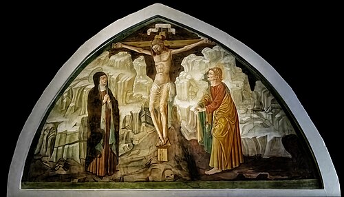 Crucifixion avec la Vierge et saint Jean., 1454, Dario di Giovanni