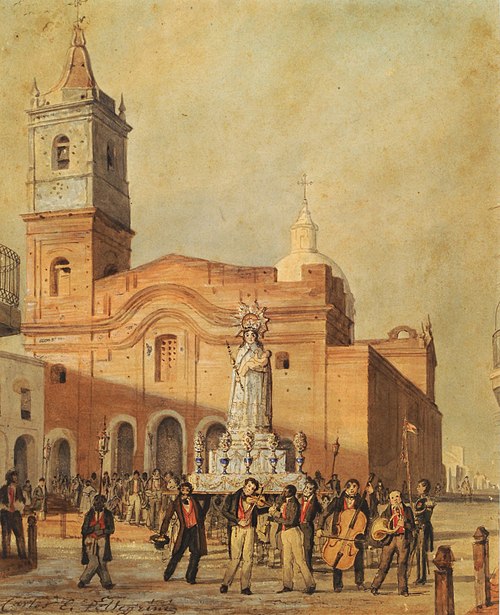 Church of Santo Domingo (procession of Our Lady of the Rosary, 1830), 1830, Charles Pellegrini