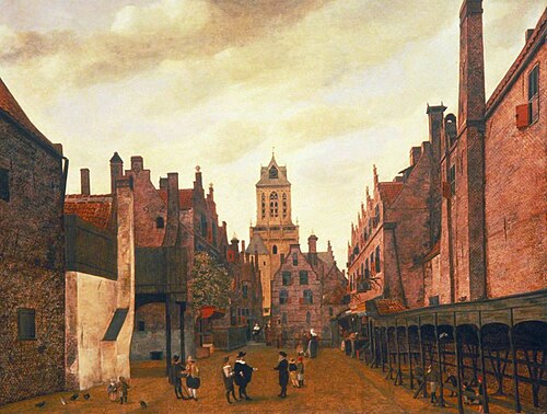 View of the Boterbrug with the Tower of the Stadhuis, Delft, Holland, 1656, Jan van der Heyden