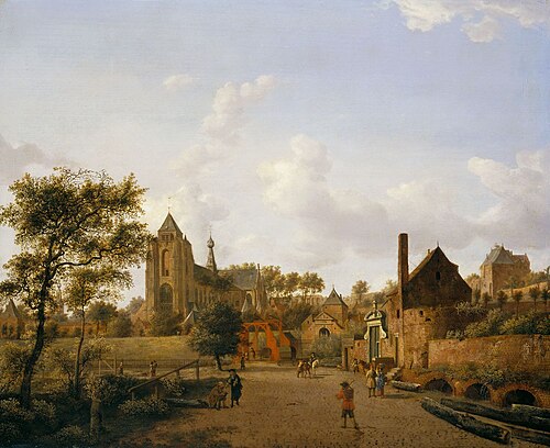 The South-West Approach to the Town of Veere with the Groote Kerk, 1665, Jan van der Heyden