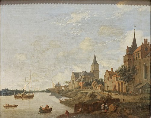 Le Rhin à Emmerich avec l'église Saint-Martin, 1700, Jan van der Heyden