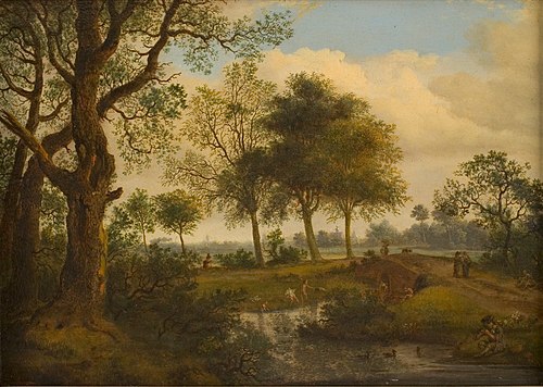 Landscape with Bathers, 1670, Jan van der Heyden
