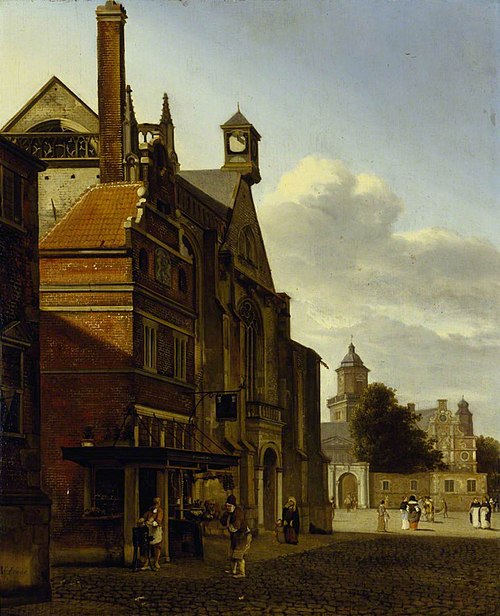 A Square in an Imaginary Dutch or Flemish Town, 1676, Jan van der Heyden