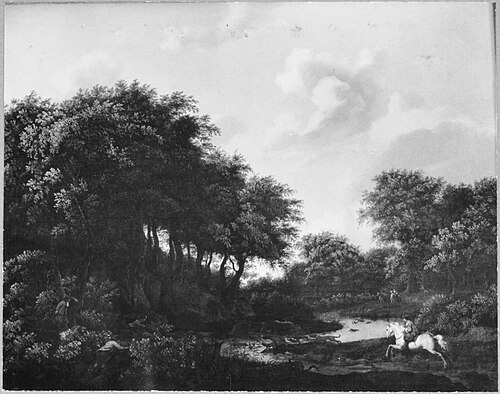 Forest Landscape with Staghunt, 1669, Jan van der Heyden