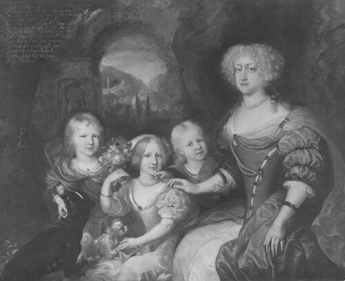 Fredrika Amalia (1649-1704), prinsessa av Danmark, hertiginna av Holstein-Gottorp samt hennes barn S, 1675, Jürgen Ovens