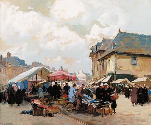 Market day, France, , Henri Alphonse Barnoin