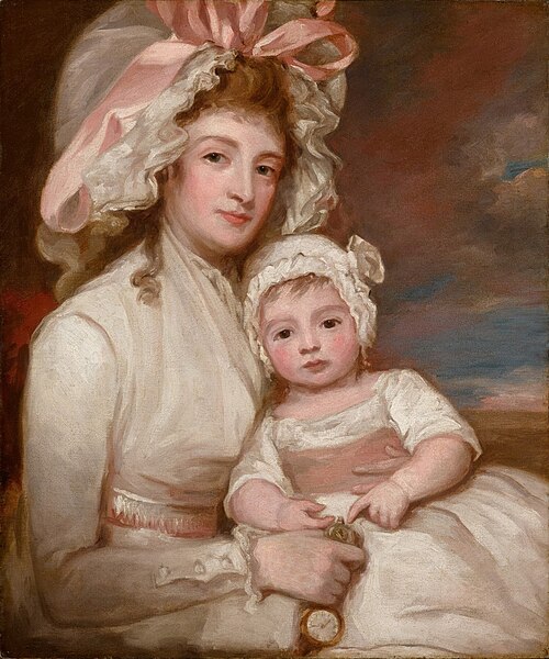 Mrs. Henry Ainslie with her child, 1750, George Romney
