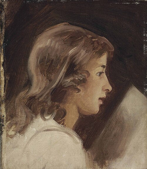 Study of a boy reading, in profile, 1800, George Romney