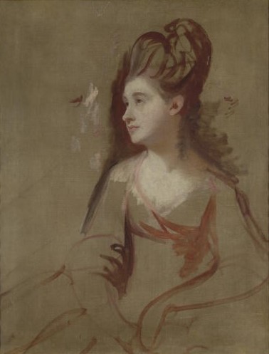 Portrait of a lady in a white dress, unfinished, 1770, George Romney