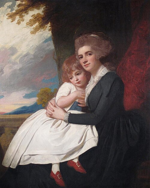 Mrs Thomas Raikes, neé Charlotte Finch, with her daughter, 1787, George Romney