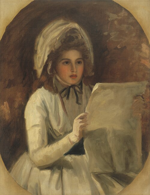 Lady Hamilton as "Serena" Reading a Newspaper, 1791, George Romney