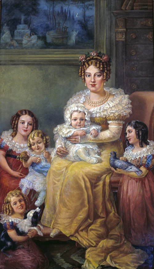 Portrait de Léopoldine de Habsbourg et de ses enfants, 1921, Domenico Failutti