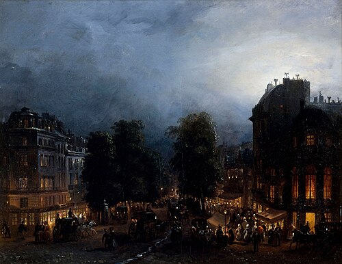 Le boulevard des Italiens de nuit, vers 1835, 1835, Domenico Ferri